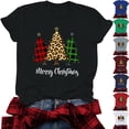 thumbnail image 1 of Jsaierl Christmas Shirts for Women Plus Size Christmas Graphic Tees Going Out Round Neck T-shirt Short Sleeve Holiday Blouse Tops Christmas Clothes, 1 of 3