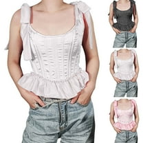 Jsaierl Corset Tops for Women Plus Size Lace Up Gothic Renaissance Corset Party Corset Lingerie Casual Bustier Shapewear