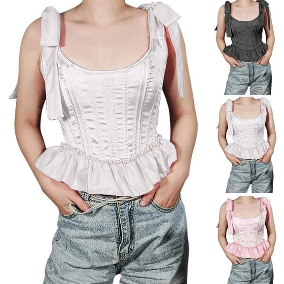 Jsaierl Corset Tops for Women Plus Size Lace Up Gothic Renaissance Corset Party Corset Lingerie Casual Bustier Shapewear