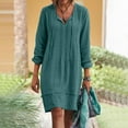 thumbnail image 1 of Jsaierl Cotton Linen Dresses Women Short Sleeve Summer Plus Size Midi Dress Cute Solid Color V Neck Dress Lightweight Beachy Dresses 2023, 1 of 8