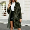 thumbnail image 1 of Jsaierl Faux Fur Checkerboard Coats for Women Shaggy Warm Outerwear Mid-Long Winter Furry Overcoat Open Front Cardigan Jackets, 1 of 8