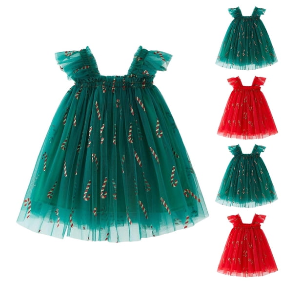 Jsaierl Girls Christmas Dresses Sleeveless Layered Tulle Tutu Dress for Toddler Girl Star Sequin Kids Xmas Clothes