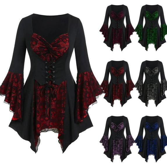 Jsaierl Halloween Costumes for Women Vintage Medieval Elegant Goth Plus Size Dresses Adult Costumes Party Steampunk Ball Gown Renaissance Dress