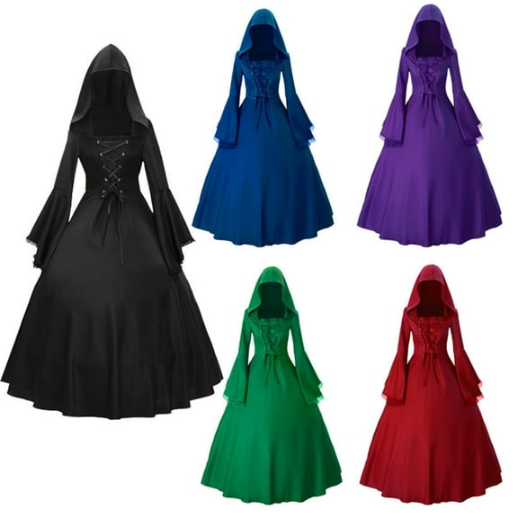 Jsaierl Halloween Costumes for Women Vintage Medieval Victorian Goth Maxi Dresses Cosplay Costumes Party Steampunk Ball Gown Renaissance Dress
