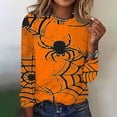 thumbnail image 1 of Jsaierl Halloween Shirts Women Cute Pumpkin Ghost Graphic Tees Trendy Crewneck T-shirt Long Sleeve Dressy Casual Blouse Tops Halloween Costumes, 1 of 4