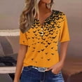 thumbnail image 1 of Jsaierl Halloween Shirts Women Plus Size Pumpkin Ghost Print Tees Loose Fit V-Neck T-shirt Short Sleeve Dressy Casual Blouse Tops Halloween Clothes, 1 of 5