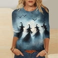 thumbnail image 1 of Jsaierl Halloween Shirts for Women Plus Size Witch Graphic Tees Vintage Loose Fit Crewneck T-Shirts 3/4 Sleeve Holiday Blouse Tops Halloween Clothes,Sizes S-5XL, 1 of 5