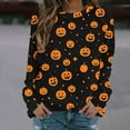 thumbnail image 1 of Jsaierl Halloween Shirts for Women Plus Size Pumpkin Ghost Graphic Tees Loose Fit Round Neck T-shirt Long Sleeve Tunic Blouse Tops Halloween Clothes, 1 of 5