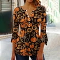 thumbnail image 1 of Jsaierl Halloween Shirts for Women Spooky Pumpkin Ghost Graphic Tees Soft V Neck T-shirt 3/4 Sleeve Dressy Casual Blouse Tops Halloween Costumes, 1 of 5