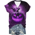 thumbnail image 1 of Jsaierl Halloween Shirts for Women Spooky Pumpkin Ghost Graphic Tees Work V Neck T-shirt Short Sleeve Dressy Casual Blouse Tops Halloween Clothes, 1 of 5