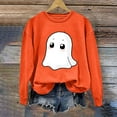 thumbnail image 1 of Jsaierl Halloween Sweatshirts Women Cute Pumpkin Ghost Graphic Sweatshirt Loose Fit Crewneck T-shirt Long Sleeve Holiday Pullover Tops Halloween Costumes, 1 of 5