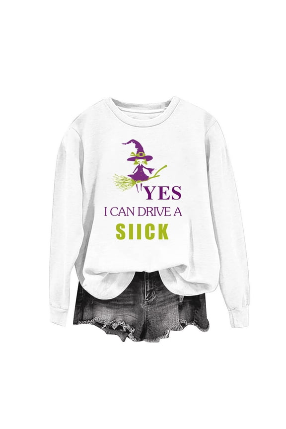 Halloween Sweatshirts Women Funny Pumpkin Ghost Print Sweatshirt Soft Crewneck T-shirt Long Sleeve Tunic Pullover Tops Halloween Party Supplies