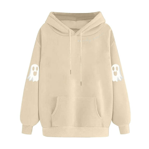 Jsaierl Halloween Sweatshirts Women Plus Size Pumpkin Ghost Graphic Sweatshirt Loose Fit Crewneck Hoodies Long Sleeve Holiday Pullover Tops Halloween Costumes