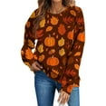 thumbnail image 1 of Jsaierl Halloween Sweatshirts for Women Spooky Pumpkin Ghost Graphic Sweatshirt Classic Crewneck T-shirt Long Sleeve Dressy Casual Pullover Tops Halloween Costumes, 1 of 5