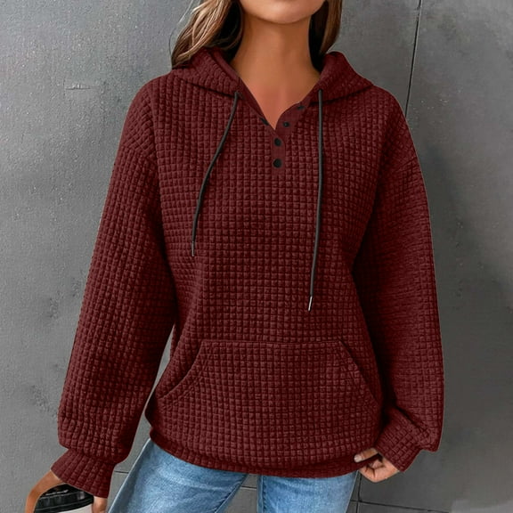 Jsaierl Hoodies for Women Oversized Solid Color Basic Hoodies Sweatshirts Holiday Pullover Trendy Long Sleeve Top Hoodie Womens Hoodies Under $10