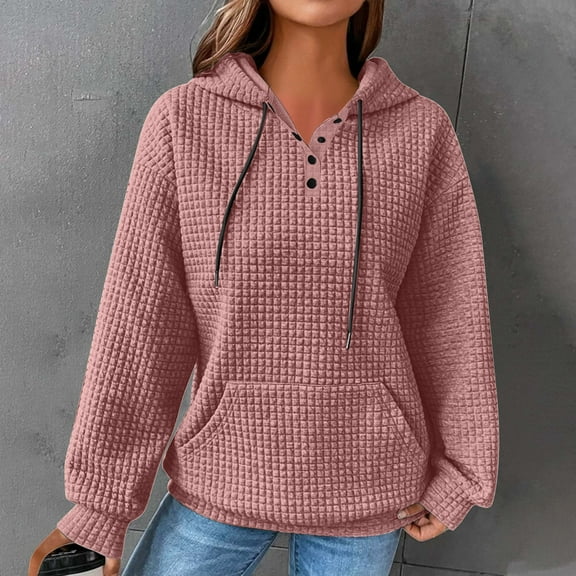 Jsaierl Hoodies for Women Oversized Solid Color Basic Hoodies Sweatshirts Holiday Pullover Trendy Long Sleeve Top Hoodie Womens Hoodies Under $10