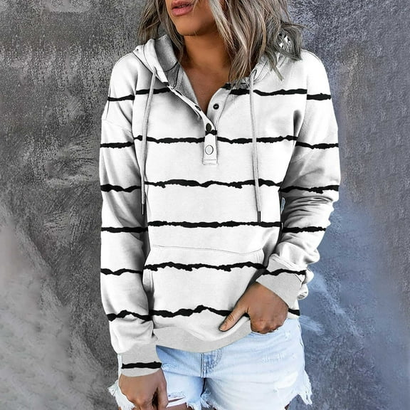 Jsaierl Hoodies for Women Plus Size Striped Print Hoodies Sweatshirts Holiday Pullover Y2k Long Sleeve Top Hoodie Fall Saving