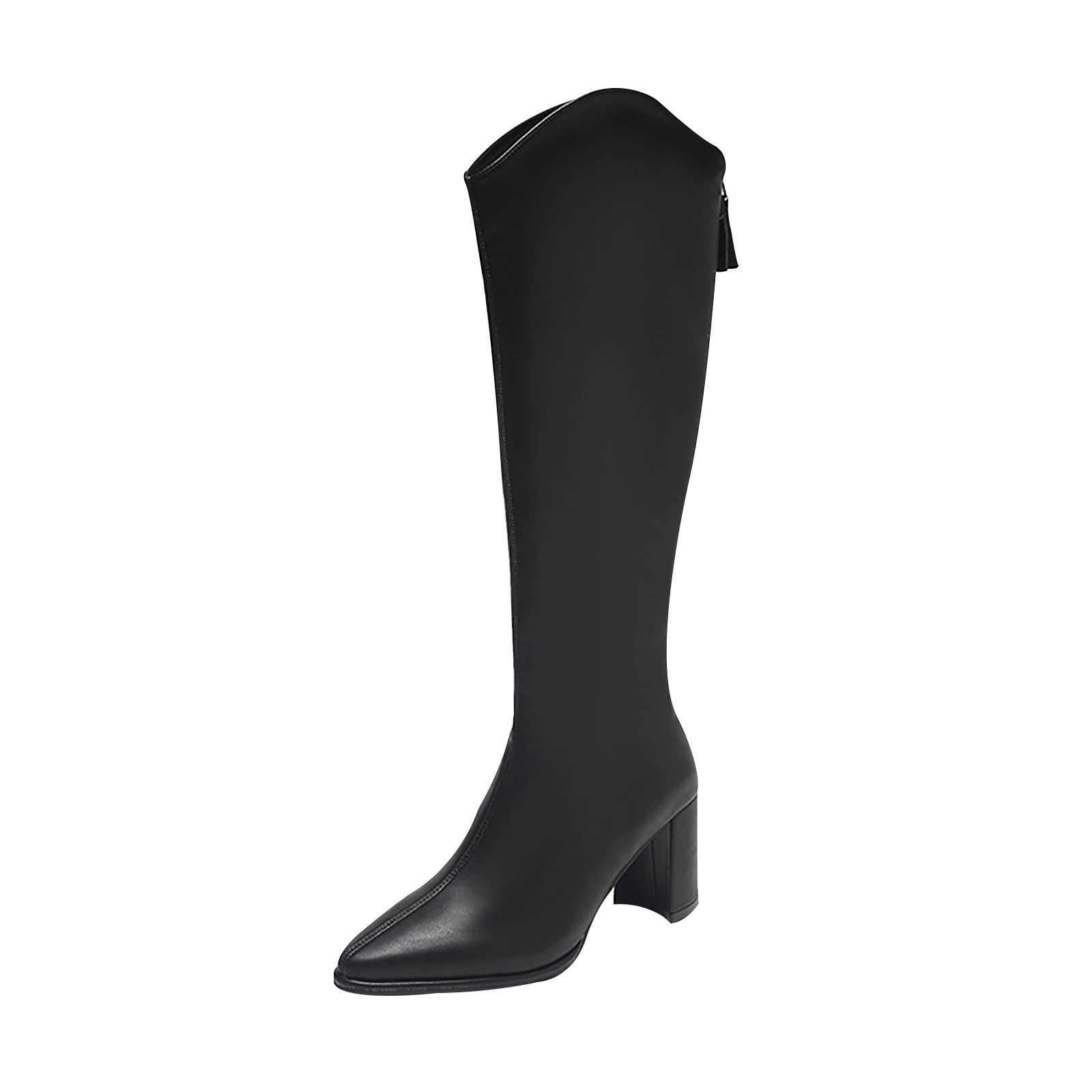 Jsaierl Knee High Boots for Women Gogo Boots 70s Boots,Leather Pointed ...