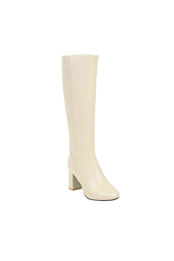 Knee High Boots for Women Gogo Boots 70s Boots,Leather Pointed Toe Chunky Knee High Platform Dress Boots, Fashion Long Chunky Tall Gogo Boots for Fall