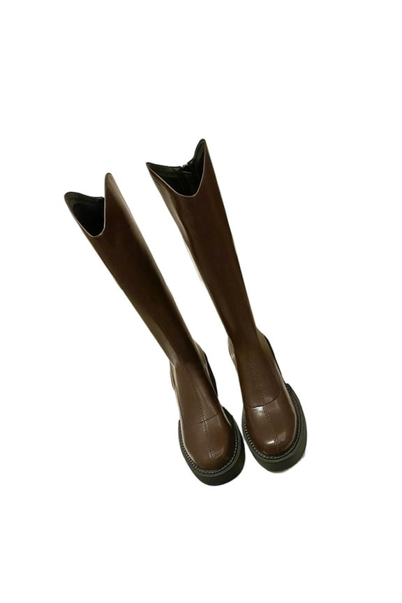 Knee High Boots for Women Gogo Boots 70s Boots,Leather Pointed Toe Chunky Knee High Platform Dress Boots, Fashion Long Chunky Tall Gogo Boots for Fall