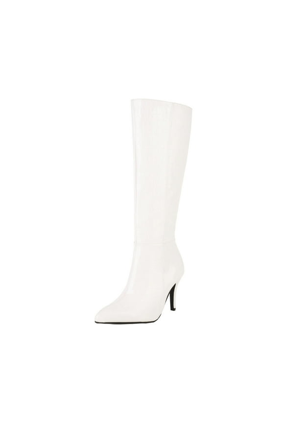 Knee High Boots for Women Sexy Stiletto High Heel Gogo Boots,Leather Pointed Toe Chunky Knee High Platform Dress Boots, Fashion Long Chunky Tall Gogo Boots for Fall