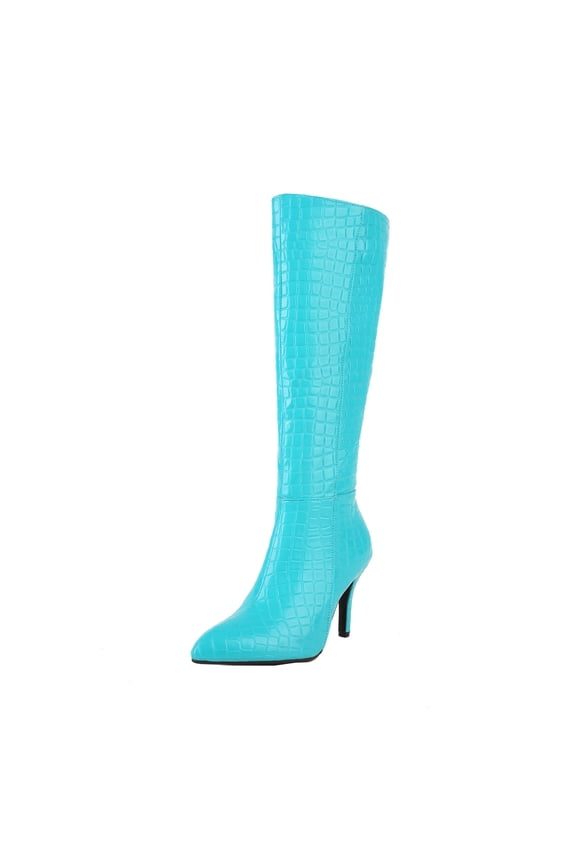 Knee High Boots for Women Sexy Stiletto High Heel Gogo Boots,Leather Pointed Toe Chunky Knee High Platform Dress Boots, Fashion Long Chunky Tall Gogo Boots for Fall