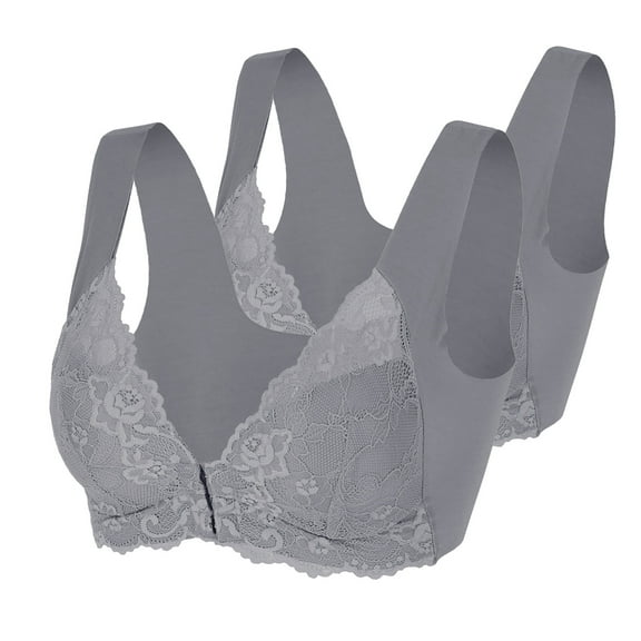 Jsaierl Lace Bras for Women Plus Size Push Up T-shirt Bras Seamless Comfy Bralettes Shapewear Breathable Full Figure Bras 2 Pack
