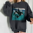 thumbnail image 1 of Jsaierl Crewneck Sweatshirts Women Cute Whales Print Sweatshirt Top Long Sleeve Lightweight Fall Pullover Oversized Sweatshirts, 1 of 9