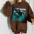 thumbnail image 1 of Jsaierl Lightning Deals of Today Crewneck Sweatshirts Women Clearance Cute Whales Print Sweatshirt Top Long Sleeve Lightweight Fall Pullover Oversized Sweatshirts, 1 of 9
