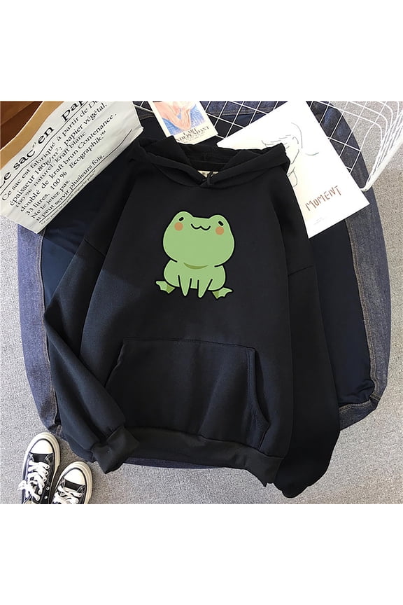 Womens Hoodies Plus Size Casual Frog Graphic Sweatshirt Top Long Sleeve Fashion Fall Pullover Cute Sweatshirts with Pocket