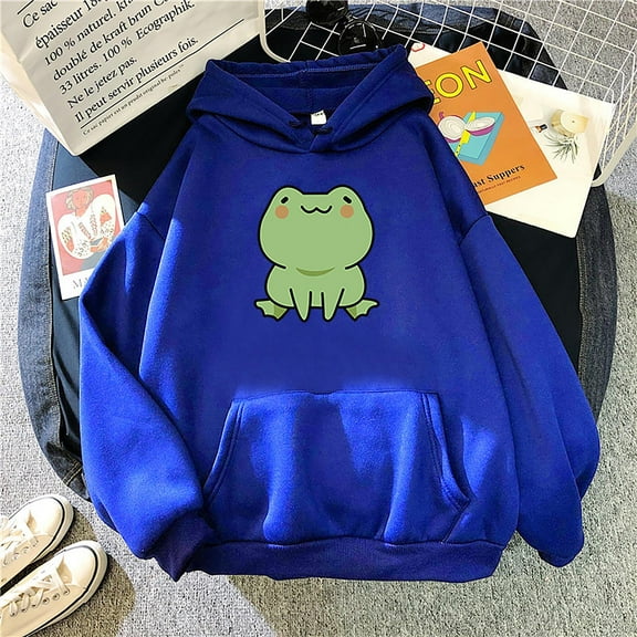 Jsaierl Womens Hoodies Plus Size Casual Frog Graphic Sweatshirt Top Long Sleeve Fashion Fall Pullover Cute Sweatshirts with Pocket