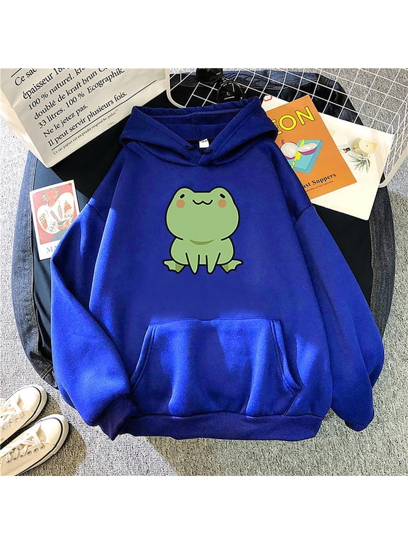 Womens Hoodies Plus Size Casual Frog Graphic Sweatshirt Top Long Sleeve Fashion Fall Pullover Cute Sweatshirts with Pocket
