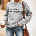 thumbnail image 1 of Jsaierl Yes Im Cold Sweatshirts for Women Letter Print Oversized Sweatshirt Top Long Sleeve Workout Fall Clothes Crewneck Sweatshirts, 1 of 5