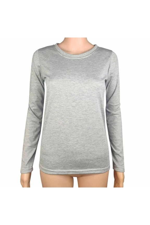 Long Sleeve Shirts for Women Crewneck Basic Casual Tops Ladies Solid Color Tee Shirts Soft Stretch Womens T Shirts
