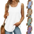 thumbnail image 1 of Jsaierl Long Tank Tops for Women Summer Sleeveless Ribbed Trim Scoop Neck Workout Tees Loose Curved Hem Holiday Beach Tshirt, 1 of 9