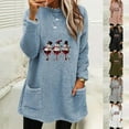 thumbnail image 1 of Jsaierl Merry Christmas Fleece Shirts for Women Funny Xmas Graphic Tees Stretch Round Neck T-shirt Short Sleeve Tunic Blouse Tops Christmas Costumes, 1 of 5