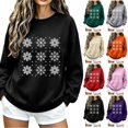 thumbnail image 1 of Jsaierl Merry Christmas Sweatshirts Womens Funny Snowflake Graphic Sweatshirt Ladies Soft Pullover Round Neck Holiday Long Sleeve Tops S-2XL, 1 of 6