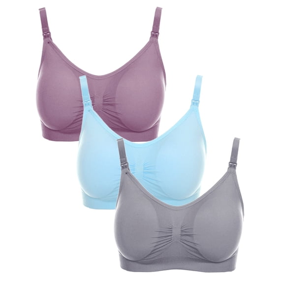 Jsaierl Nursing Bras for Women Wirefree Lift T-shirt Bras Cotton Padded Bralettes Stretch Breathable Full Figure Bras 3 Packs