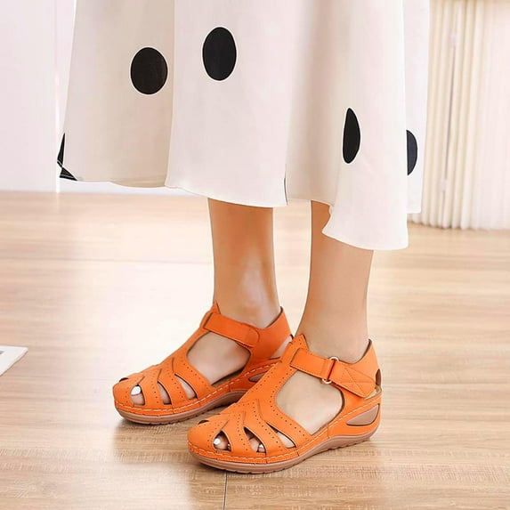 Jsaierl Orthopedic Sandals for Women Casual Summer Close Toe Sandals Comfy Arch Support Sandals Walking Breathable Sandal Size 9.5