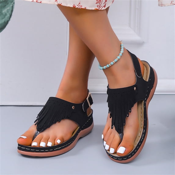 Jsaierl Orthopedic Sandals for Women Dressy Summer Clip Toe Sandals Comfy Arch Support Sandals Fashionable Breathable Sandal Size 5