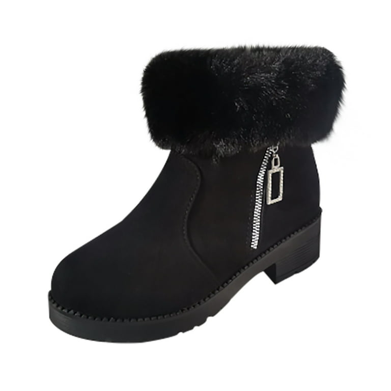 Ladies ankle boots with fur clearance trim