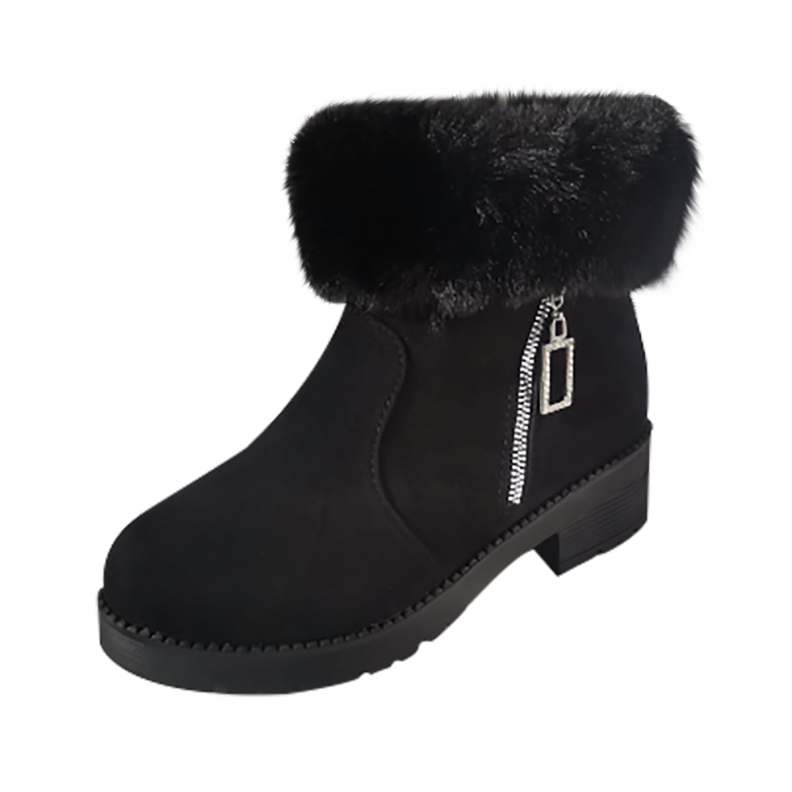 Jsaierl Platform Plush Boot For Women Ankle Bootie Faux Fur