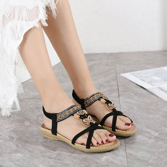 Jsaierl Platform Sandals for Women Dressy Summer Open Toe Sandals Comfy Rhinestone Arch Support Sandals Trendy Wedding Sandal for Vacation Size 7