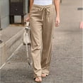 thumbnail image 1 of Jsaierl Plus Size Linen Pants for Women Summer High Waist Pant Loose Fit Comfy Drawstring Trousers Yoga Bottom Pants, 1 of 6