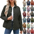 thumbnail image 1 of Jsaierl Quilted Jackets for Women Casual Lapel Button Down Diamond Puffer Jacket Winter Lightweight Outerwear Coats with Pockets, 1 of 10