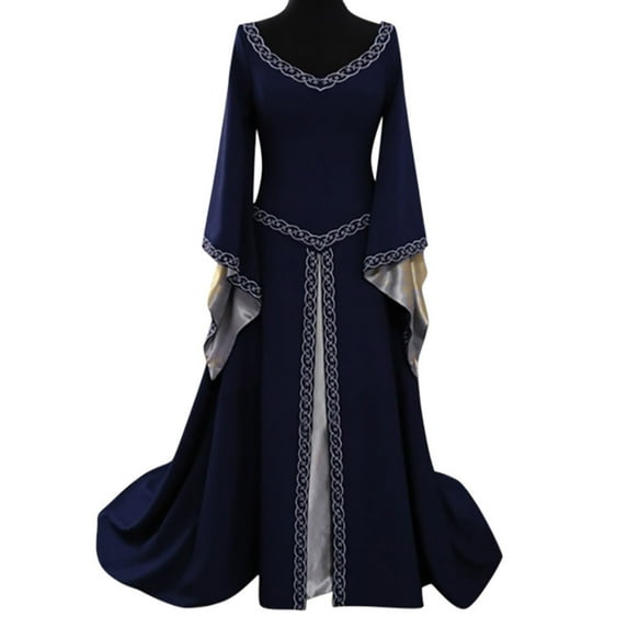 Jsaierl Renaissance Costume Women Vintage Medieval Elegant Gothic Maxi Dresses Cosplay Irish Steampunk Ball Gown Chemise Dress