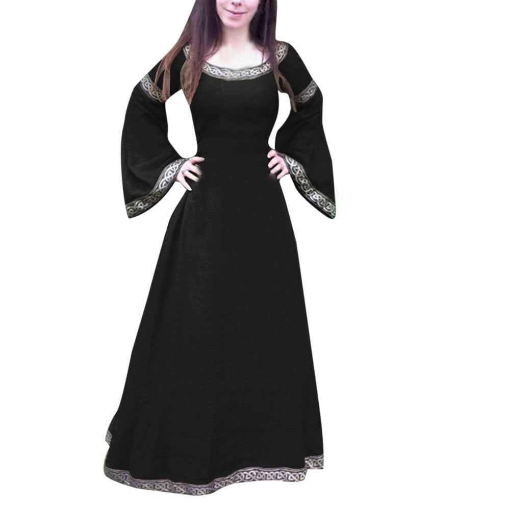 Jsaierl Renaissance Costume for Women Retro Medieval Elegant Goth Maxi Dresses Cosplay Party Steampunk Ball Gown Chemise Dress