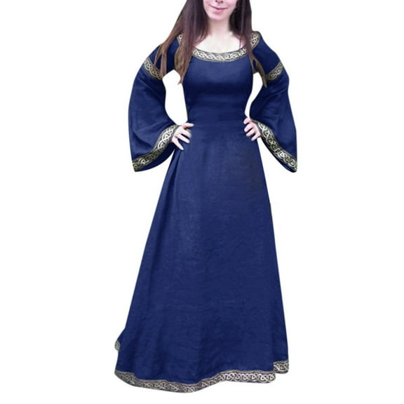 Jsaierl Renaissance Costume for Women Retro Medieval Elegant Goth Maxi Dresses Cosplay Party Steampunk Ball Gown Chemise Dress