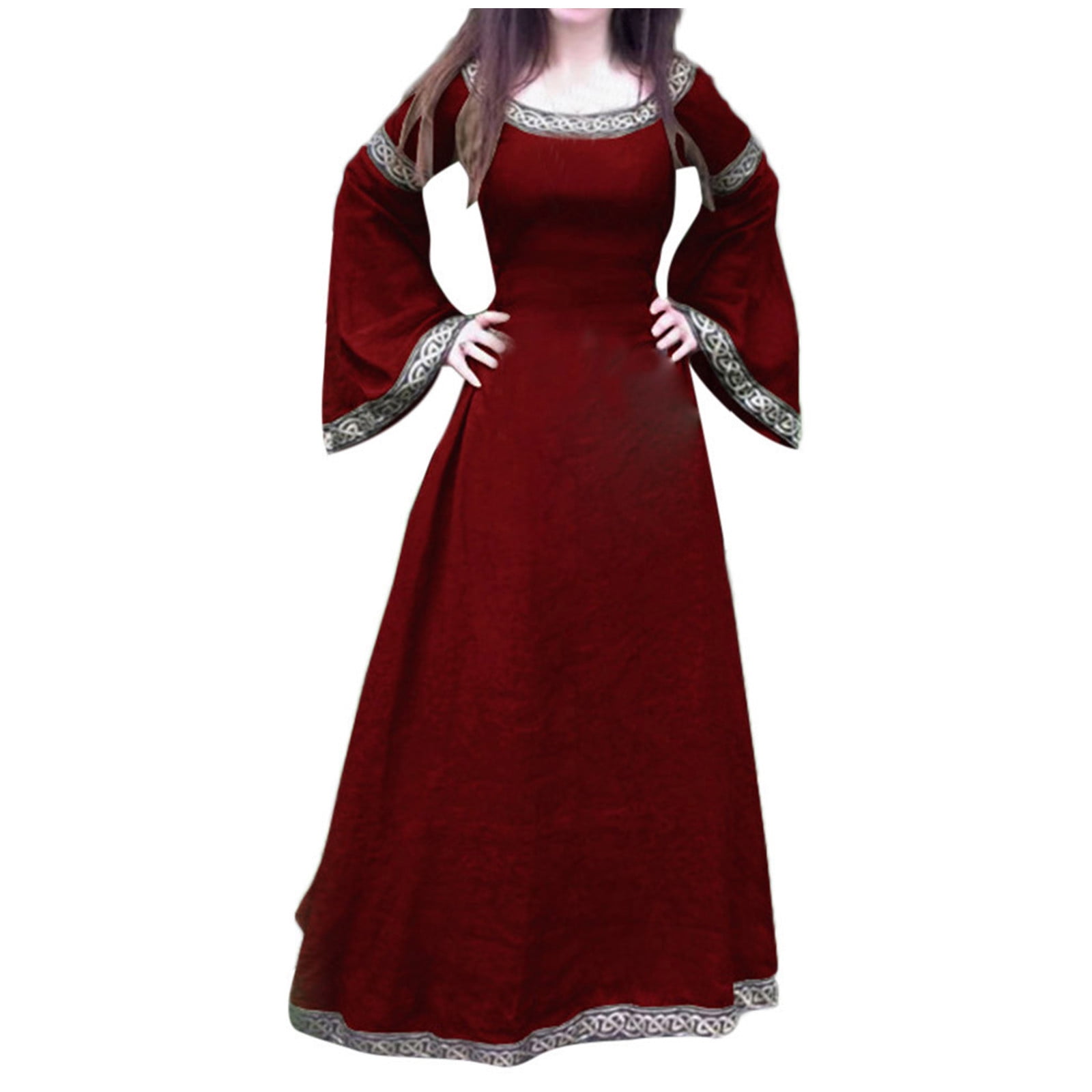 Jsaierl Renaissance Costume for Women Retro Medieval Elegant Goth Maxi Dresses Cosplay Party Steampunk Ball Gown Chemise Dress