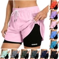 thumbnail image 1 of Jsaierl Running Shorts for Women with Liner Yoga Gym Workout High Waist Summer Casual Pockets Drawstring 2 In 1 Athletic Shorts, 1 of 10